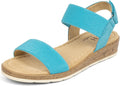 Womens Flat Elastic Ankle Strap Sandals - Low Wedge Comfort