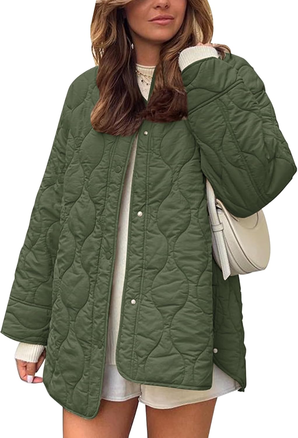 Flygo Women's Oversized Quilted Lightweight Jacket for All Seasons