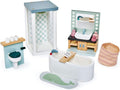 Dollhouse Bathroom Furniture Set - Retro Wooden Accessories