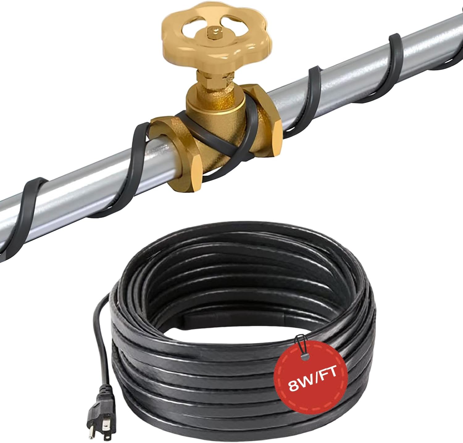 8W/FT Self-Regulating Heat Cable for Pipe Freeze Protection