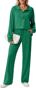 PINSPARK 2 Piece 1/2 Zip Sweatsuit Set - Loose Fit Straight Leg