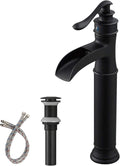 Vessel Sink Waterfall Faucet Matte Black - One Handle Bathroom Mixer