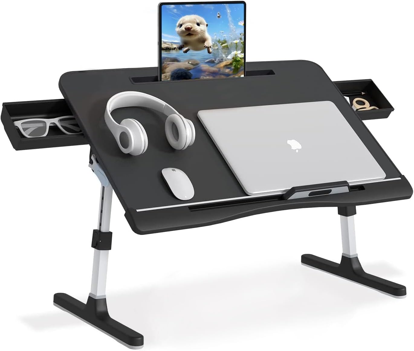 Adjustable Bed Desk with Storage - KLEAR