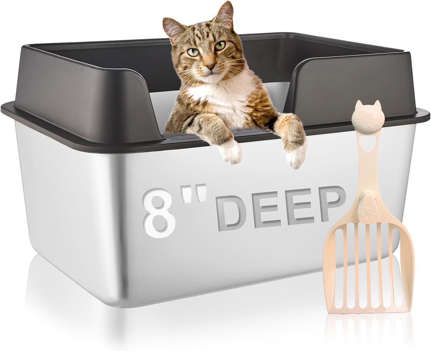 Stainless Steel Cat Litter Box with Lid for Easy Cleaning