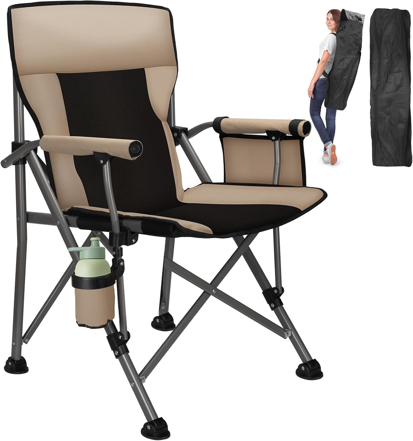 QUYUAN Camping Chair for Adults - Heavy Duty Folding Chair