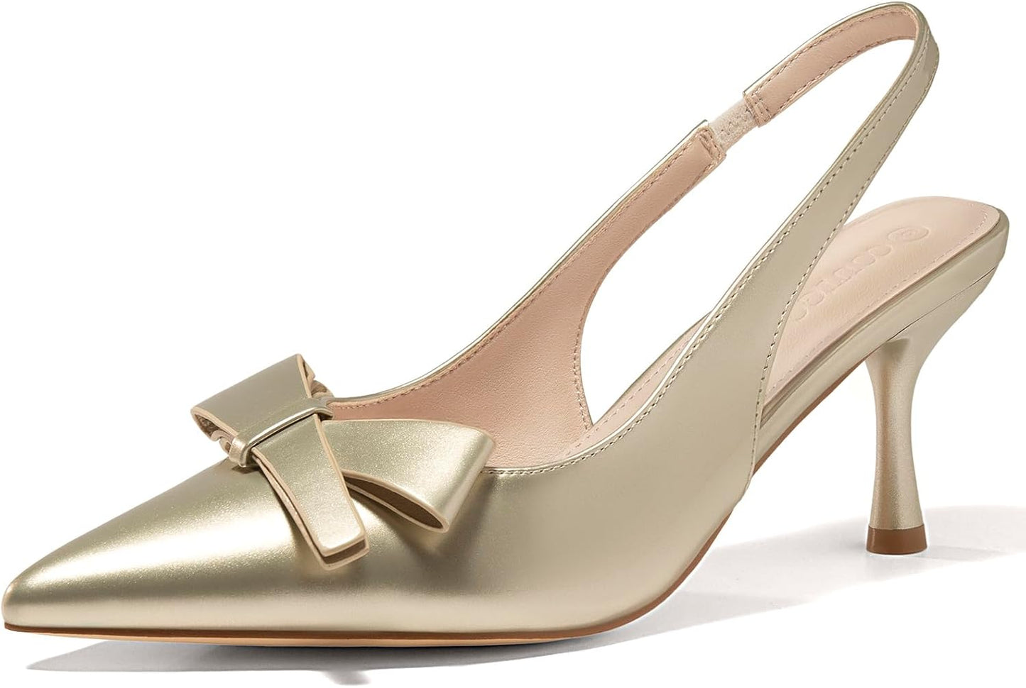 Coutgo Womens Slingback Kitten Heels with Bow for Office Wear