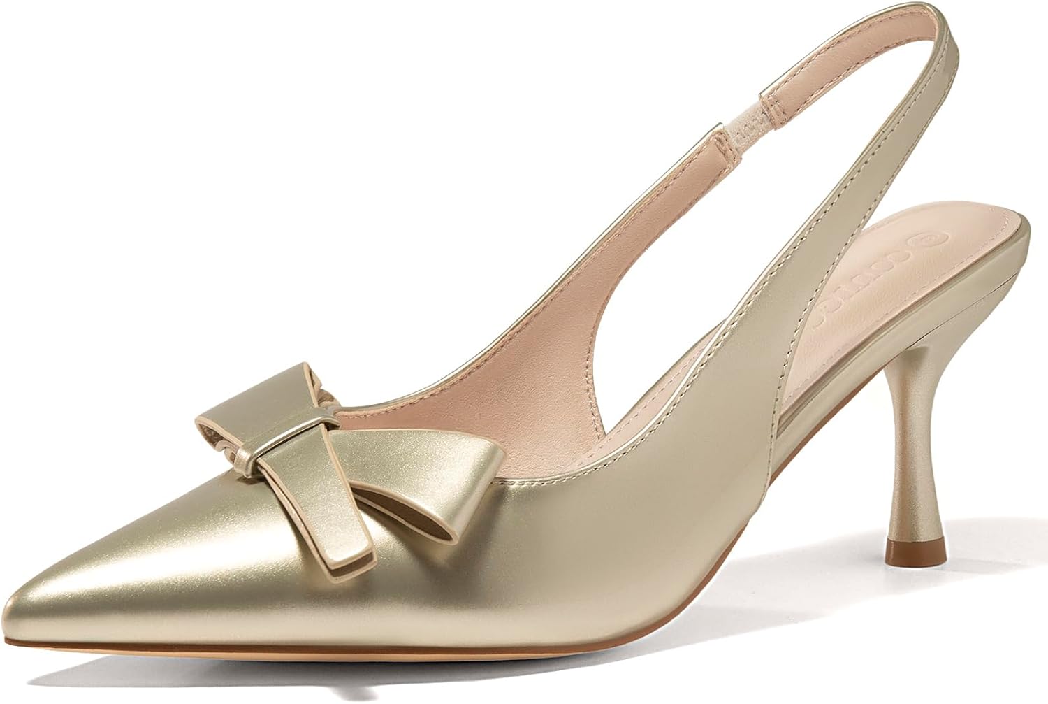 Coutgo Womens Slingback Kitten Heels with Bow for Office Wear