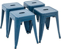 18 in Industrial Metal Stools Set of 4 Deep Blue - Stackable Classroom