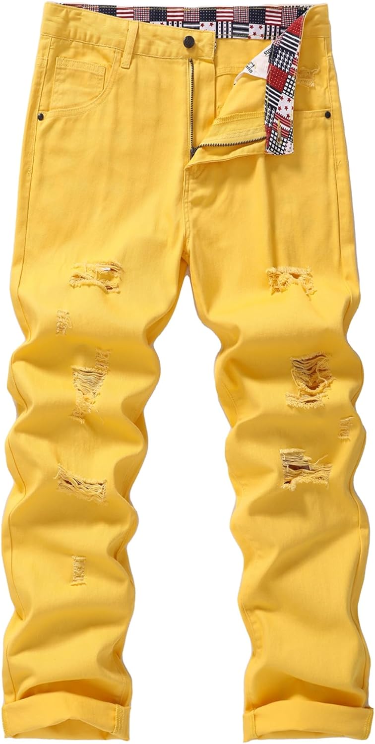 Men's Non-Stretch Regular Fit Straight-Leg Denim Pants Jeans