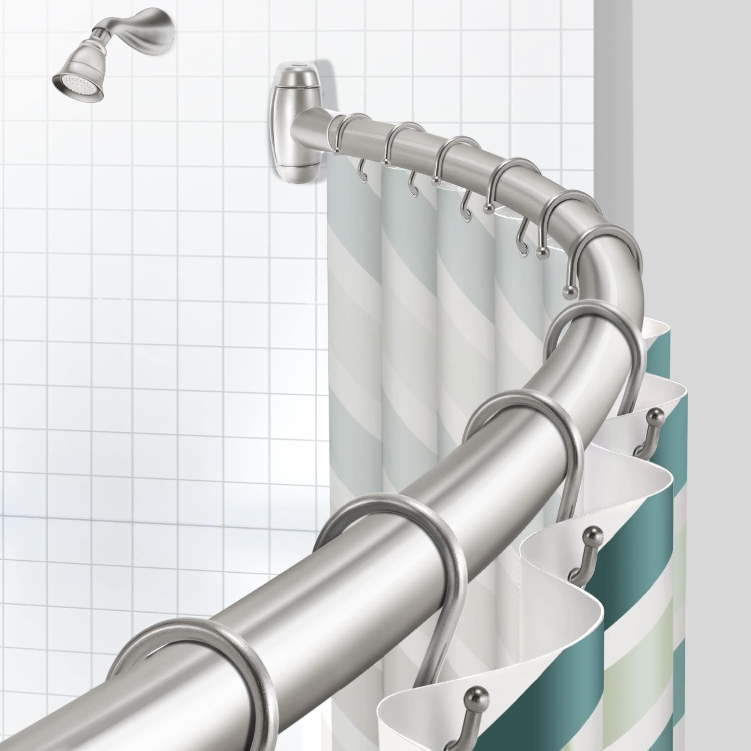 Adjustable Curved Shower Rod - Custom Fit for Any Space