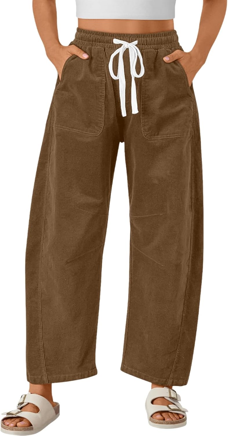 Trendy Queen Womens Corduroy Wide Leg Pants for Casual Style
