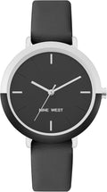 Nine West Women's Strap Watch with Matte Black Dial and Buckle