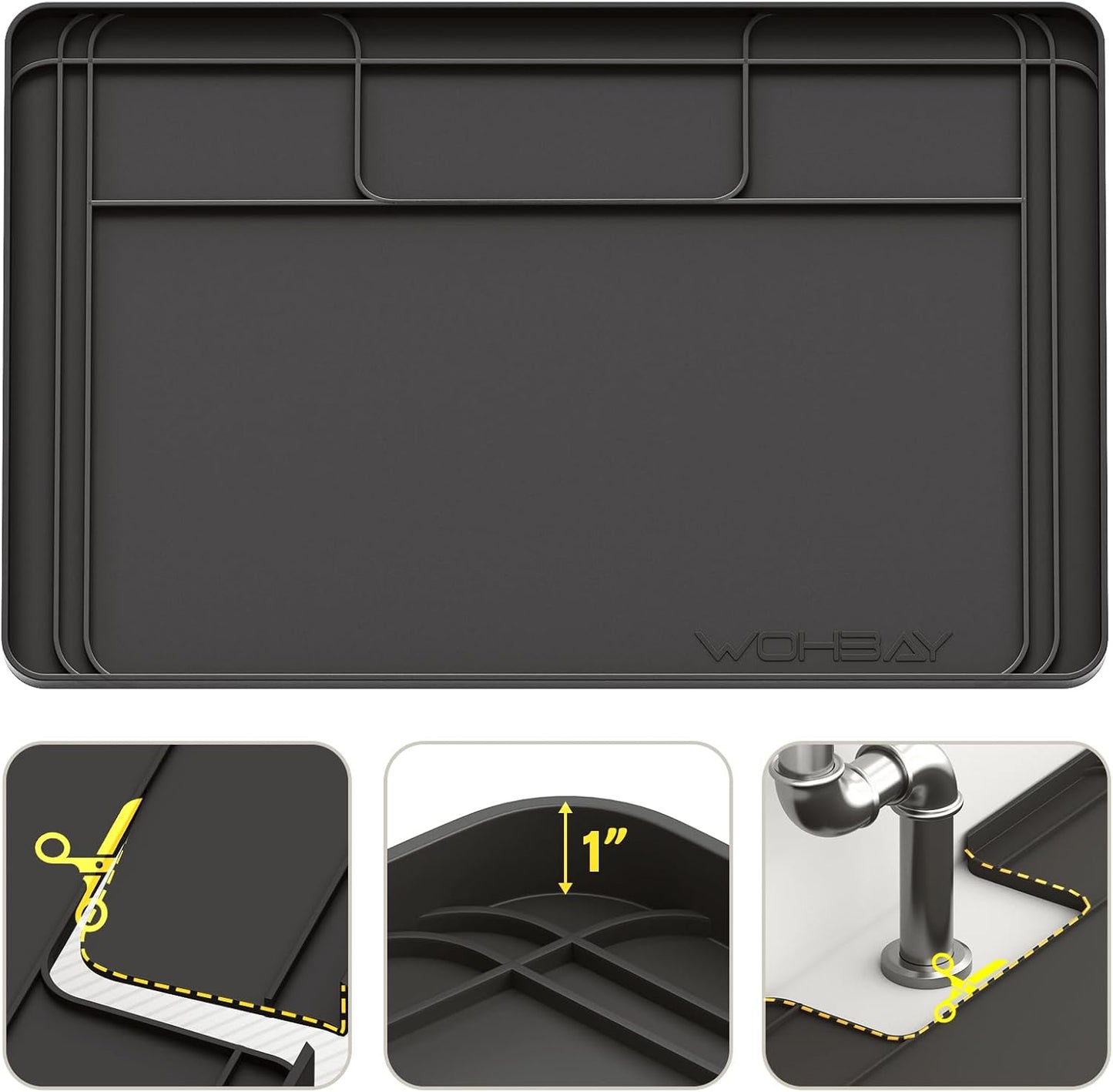 Under Sink Mats for Kitchen Waterproof Drip Tray by Wohbay