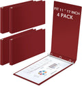 11 x 17 in D Ring Binders 1 in Rings - 4 Pack Durable View Binders