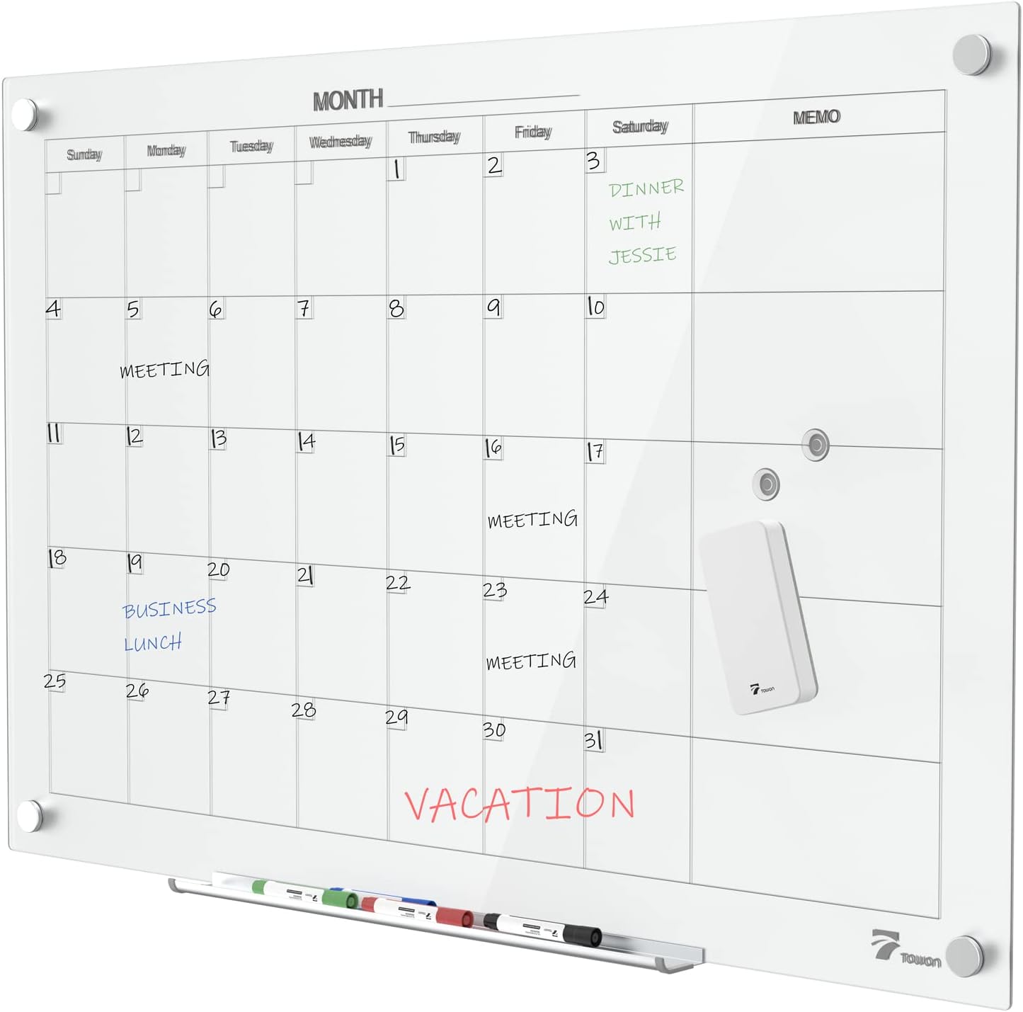 Magnetic Glass Dry Erase Board Calendar for Stylish Organization