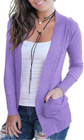 Chic Open Front Long Sleeve Knit Cardigan for Women's Casual Wear