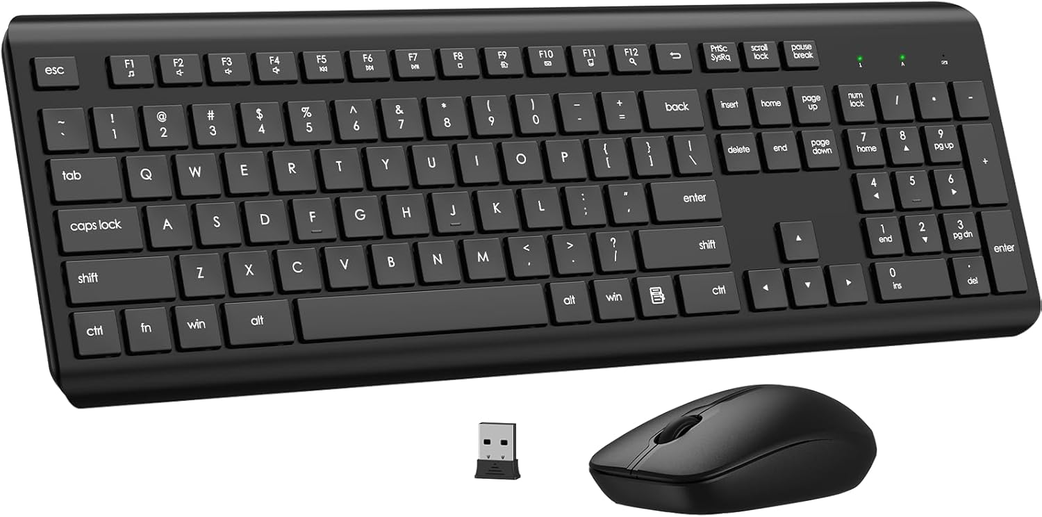 EDJO Wireless Keyboard Mouse Combo: Silent, Ergonomic, Long Battery, Lag-Free