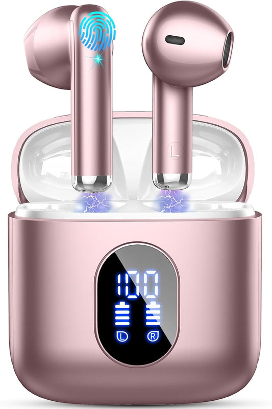 Rinsmola Hi-Fi Bluetooth Earbuds - 30H Playtime, 4-Mic ENC, IP7 Waterproof