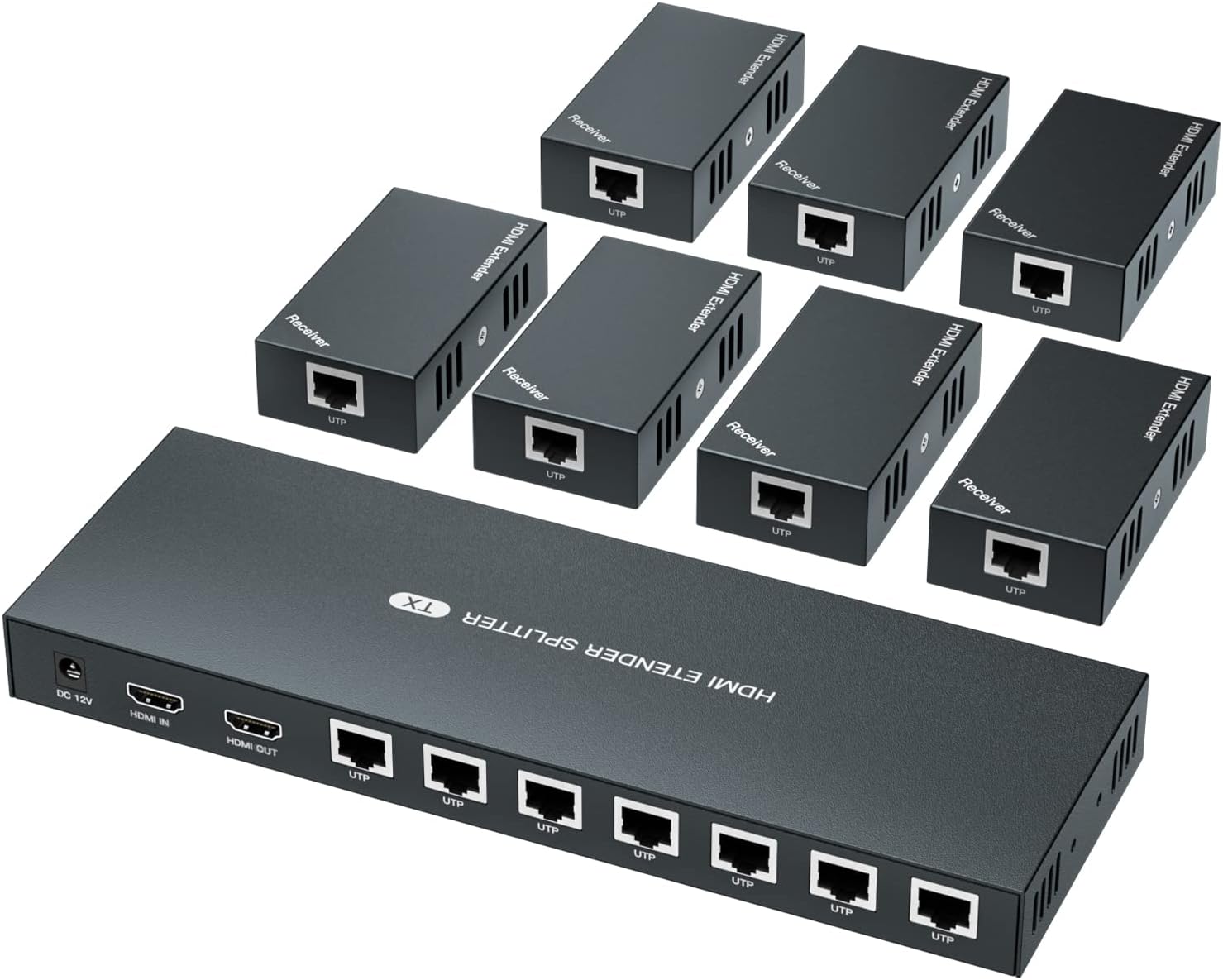 HDMI Extender Splitter 1x7 1080P@60Hz Over Cat 5E/6/7 Ethernet