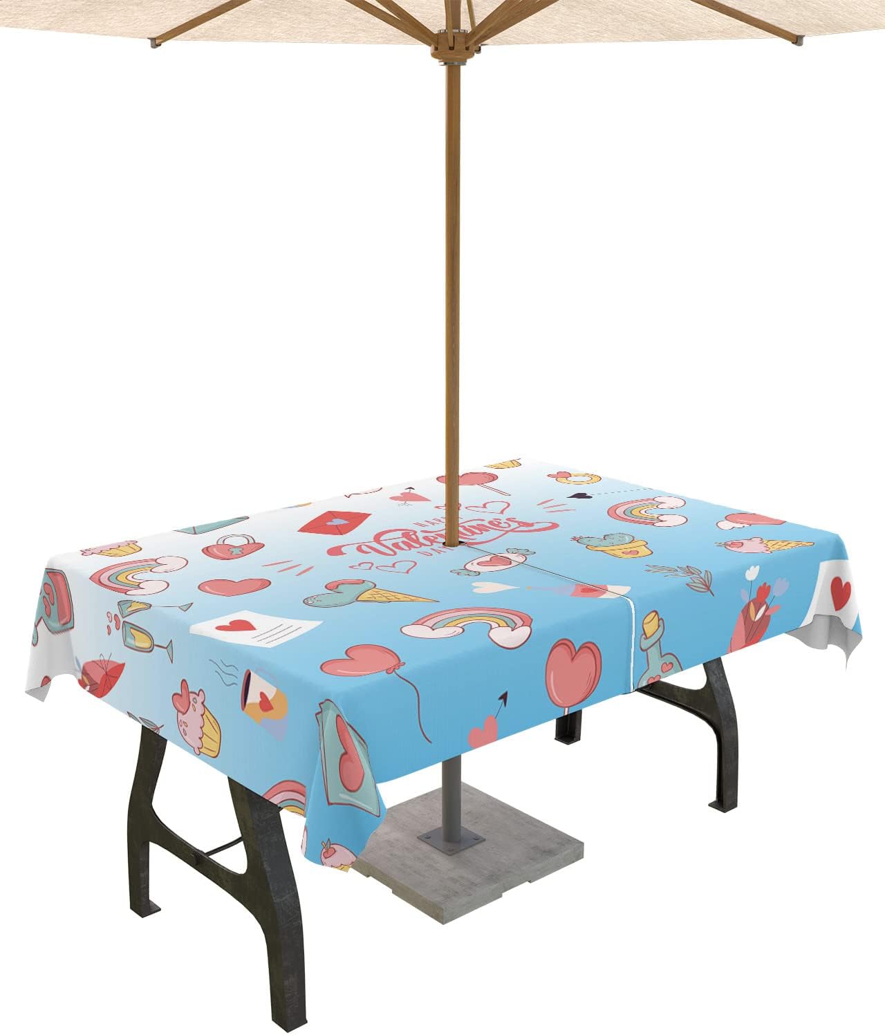 Waterproof Love Heart Tablecloth - Perfect for Outdoor Fun!