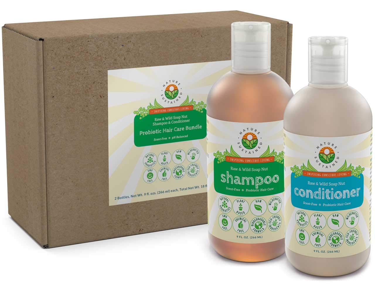 Raw Probiotic Plant Hair Care Duo - Sensitive & Dry Hair - 9 Oz x2