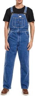 HISEA Men's Denim Bib Overalls - Durable Workwear with Tool Pockets oz