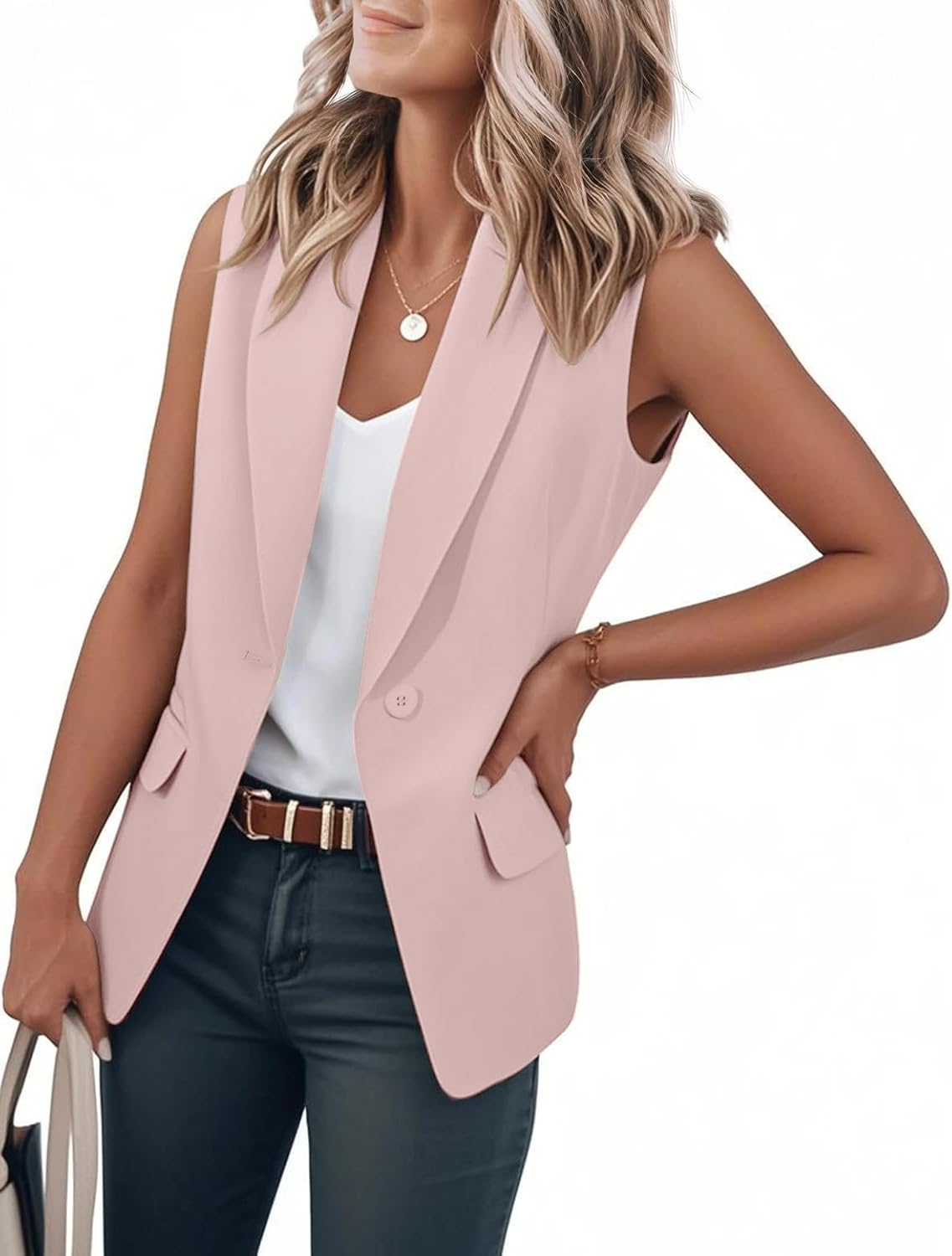 Stylish Womens Vest Fashion Dressy Notch Lapel Blazer Jacket