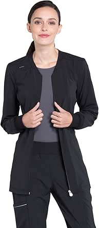 Cherokee Zip Front Womens Scrub Jacket with 4-way Stretch
