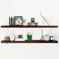 Walnut 60 in Floating Shelf Set of 2 - Solid Real Wood, Heavy Duty