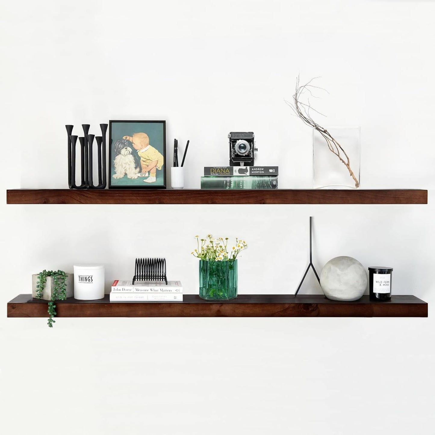 Homeforia Walnut 60in Floating Shelf - Elegant Wall Decor