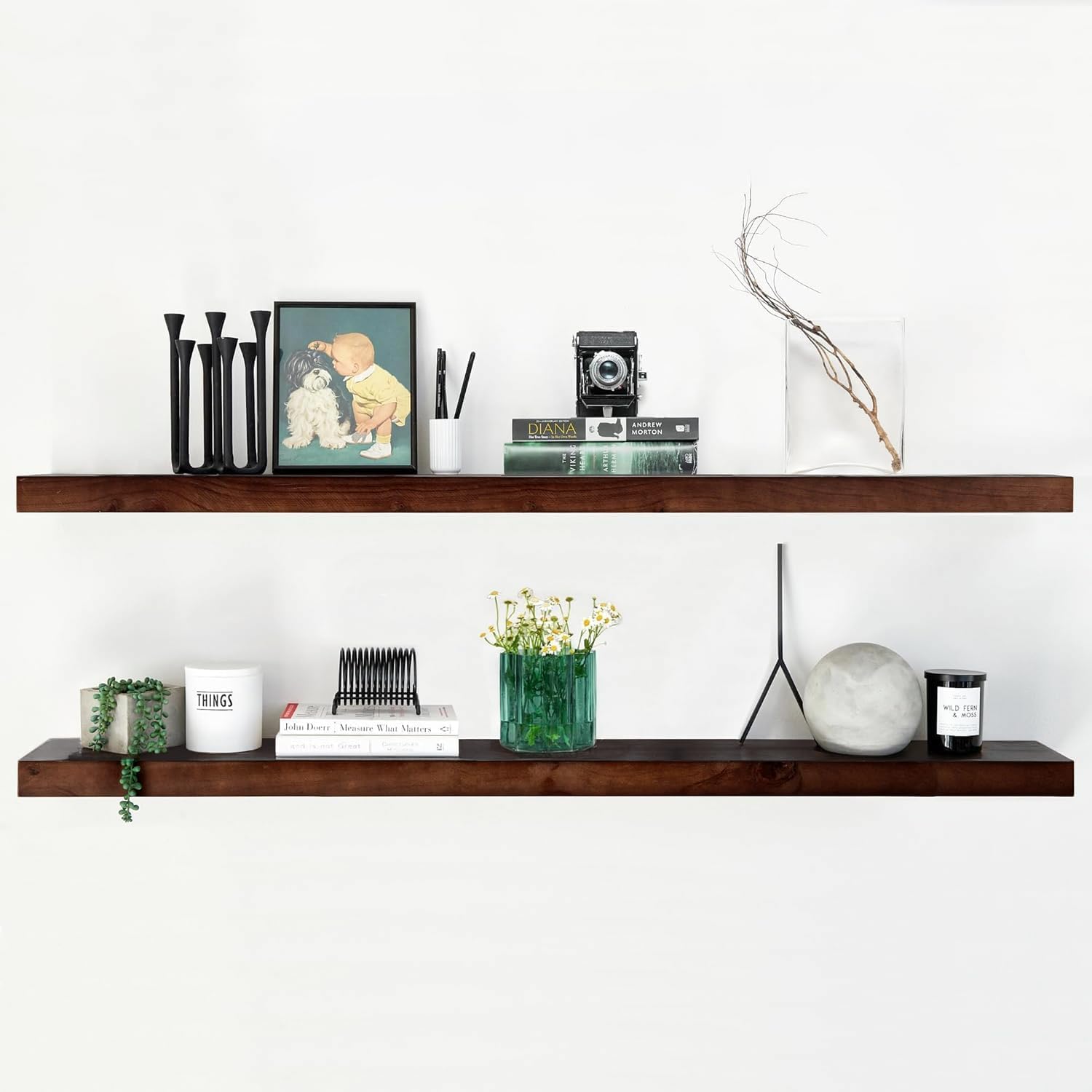 Homeforia Walnut 60in Floating Shelf - Elegant Wall Decor