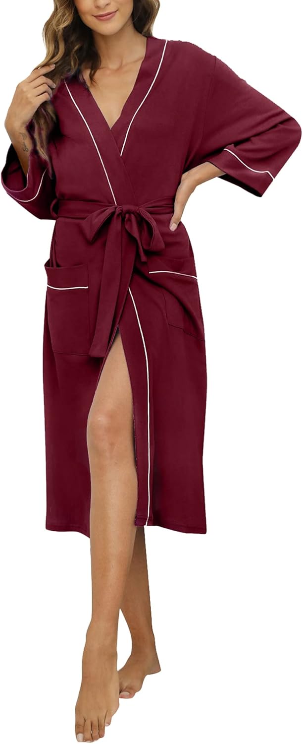 HEARTNICE Womens Cotton Robe - Soft Kimono Spa Knit Loungewear