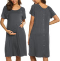 Maternity Nursing Nightgown with Buttons - Comfortable Hospital Gown