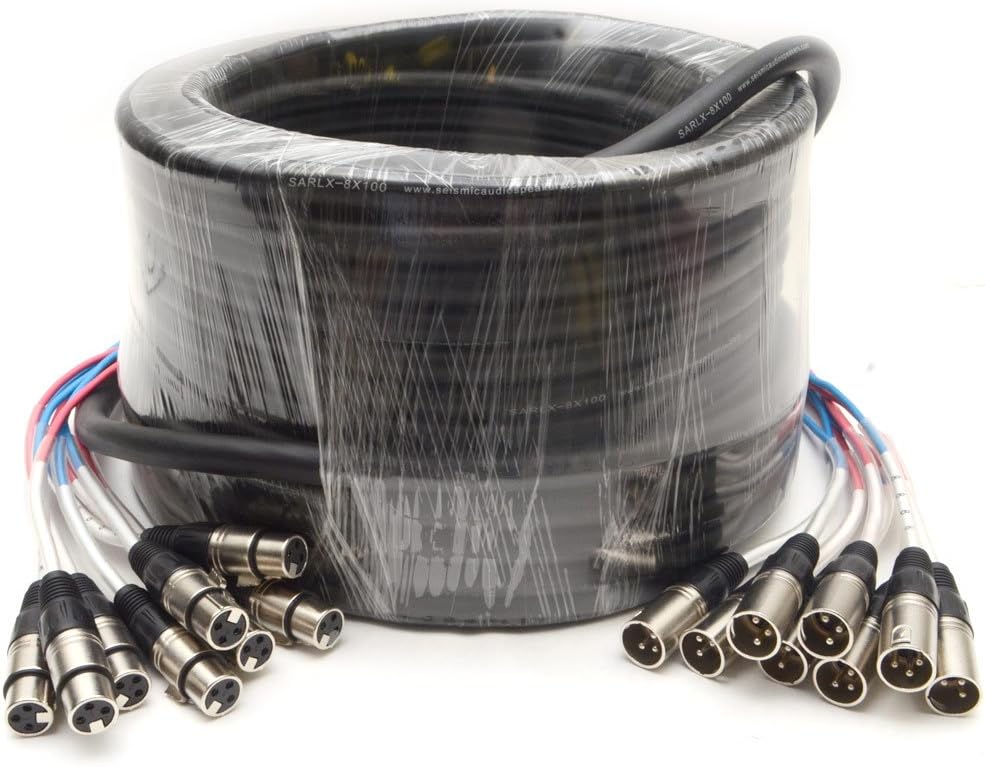8 Channel XLR Snake Cable for Pro Audio - 100 Feet Long