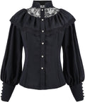 Nuoqi Victorian Blouse Womens Gothic Shirt Vintage Ruffle Top