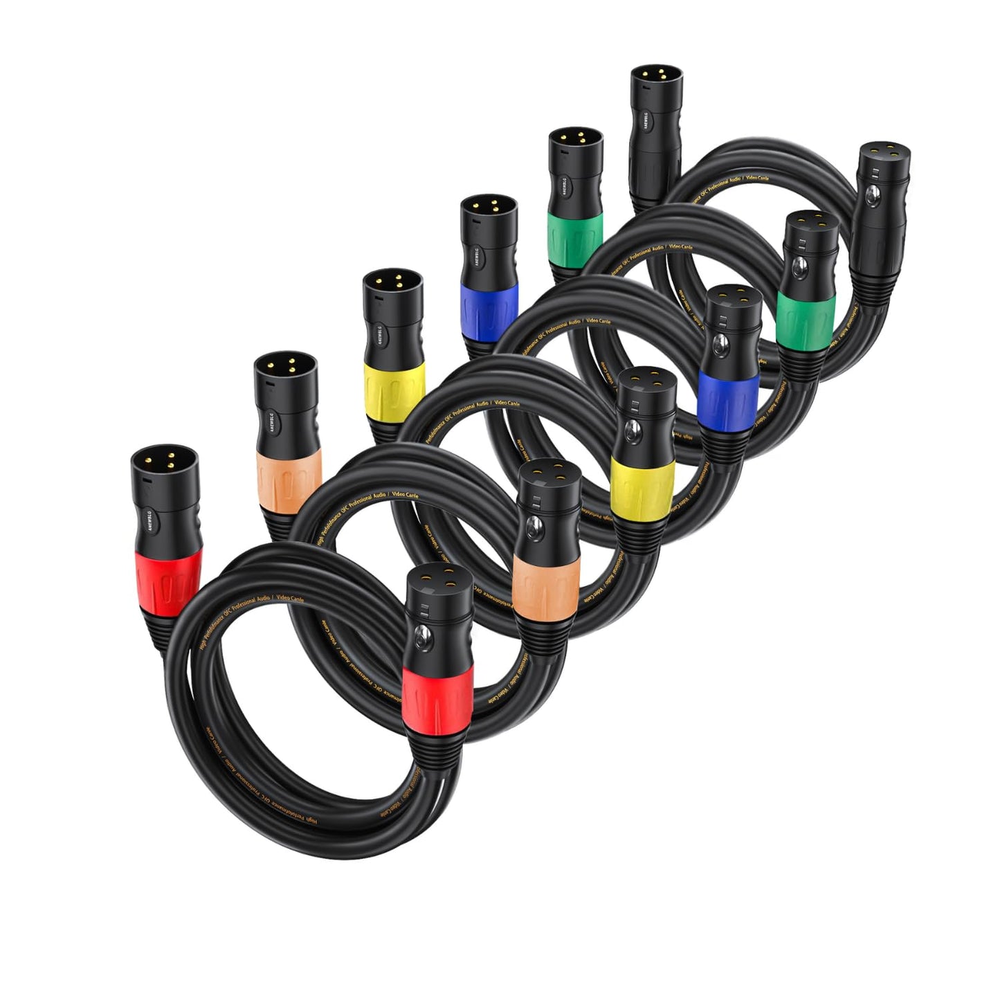 XLR Cables 25ft 6 Pack for Studio, DJ, Podcast and More
