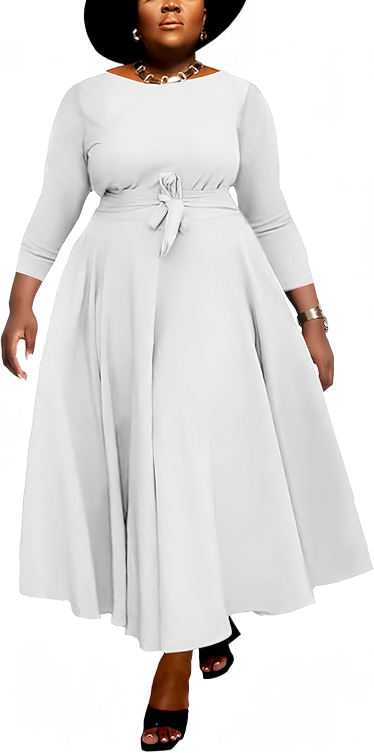 Women Plus Size Formal A Line Maxi Dress with Pockets