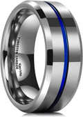 King Will Tungsten Rings for Men Two Tone Grooved Mens Wedding Band