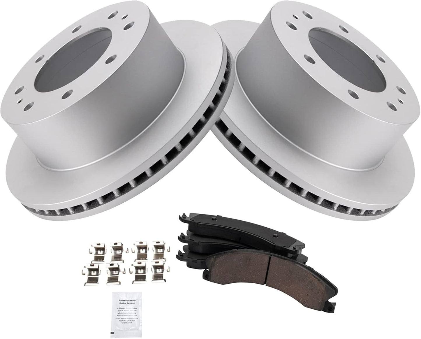 TRQ Rear Ceramic Brake Pad & Coated Rotor Kit for Chevy GMC