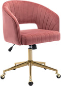 Home Office Velvet Swivel Desk Chair Rose - Tufted Comfort