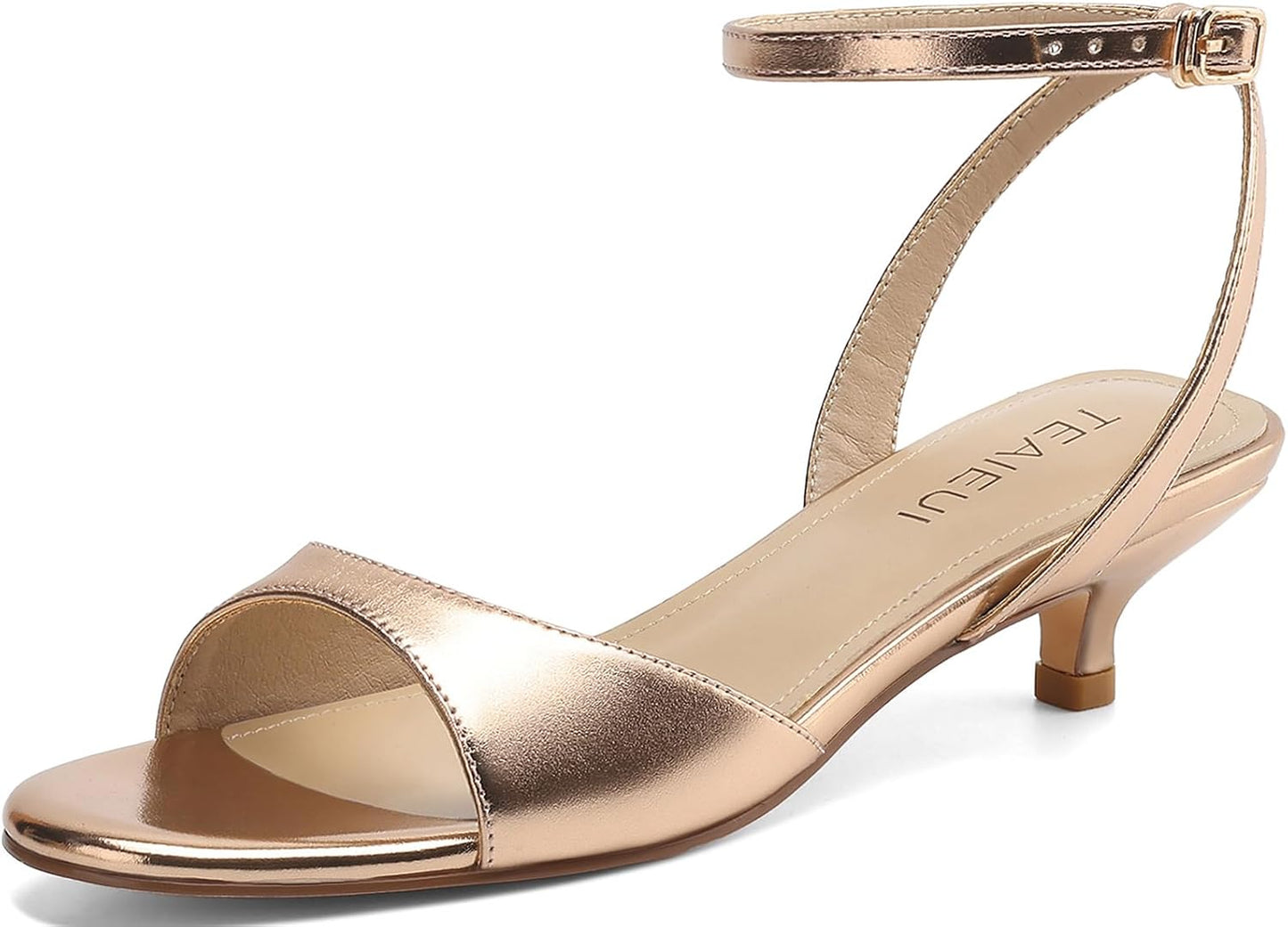 Women's Sandals Kitten Heels Low Strappy Open Toe Ankle Strap