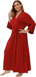 Women's Plus Size Long Kimono Robe - Lightweight Maternity Sleepwear