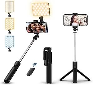 Portable Selfie Stick with Fill Light and Tripod Stand for Smartphones