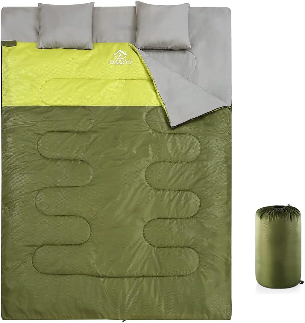 oaskys Double Sleeping Bag for Adults - XL Waterproof Queen Size