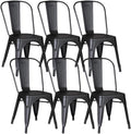 Metal Dining Chairs Set of 6 Stackable Tolix Style - Space Saving
