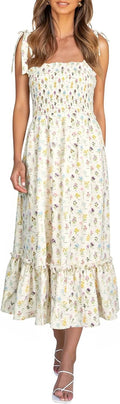 Summer Floral Tie Strap Maxi Dress - Light Breathable Boho