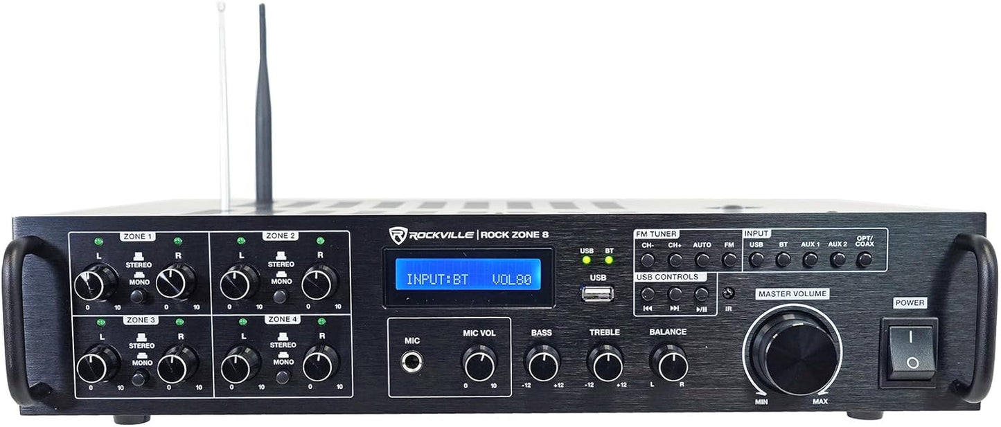 Rockville Rock Zone 8 1000W RMS Amplifier for Multi-Room Audio
