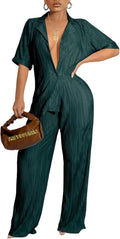 Ekaliy Women's 2 Piece Pleated Tracksuit Set - Casual Wide Leg Comfort