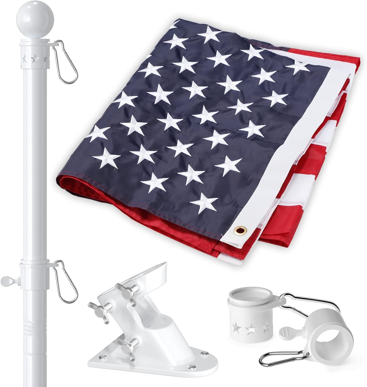 7FT Heavy Duty Flag Pole Kit - Tangle-Free Steel