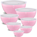Pink Mixing Bowls with Airtight Lids Stainless Steel Set of 7